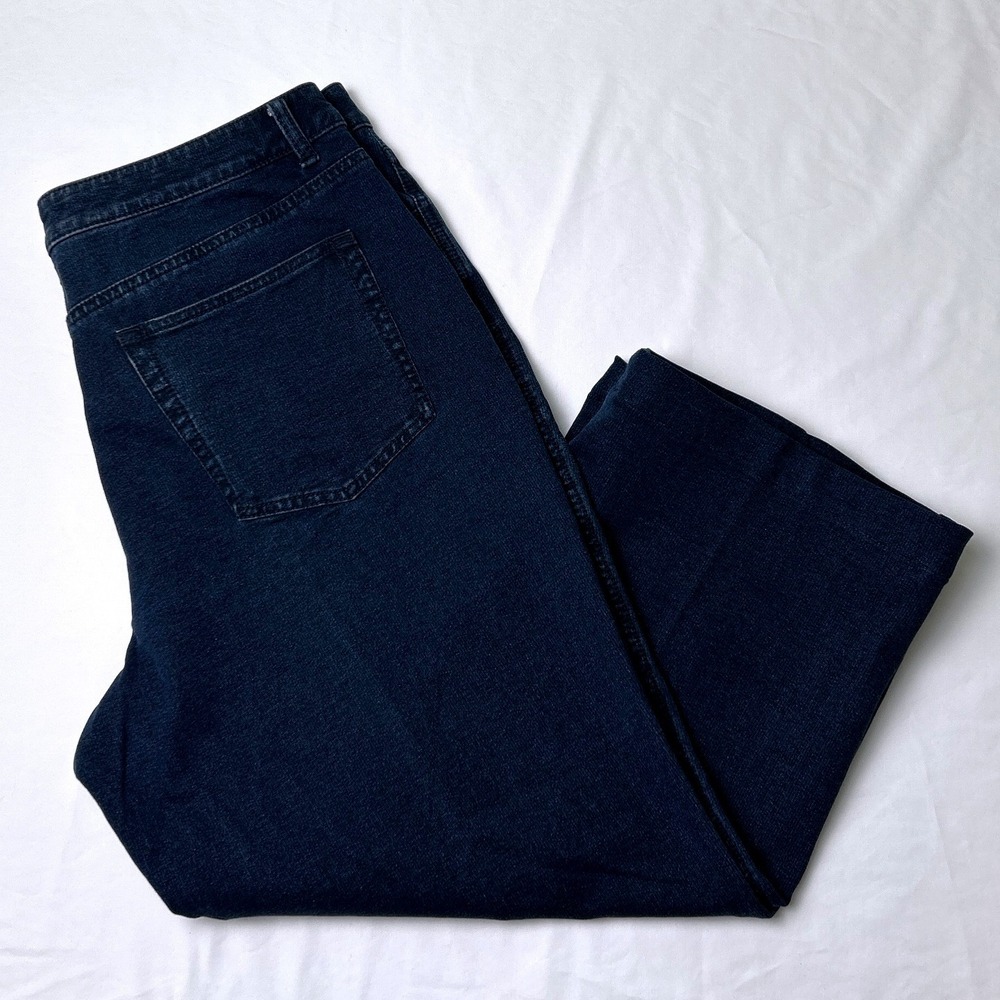Quacker Factory DreamJeannes Rhinestone Heart Straight Leg Pants Size 14 Blue